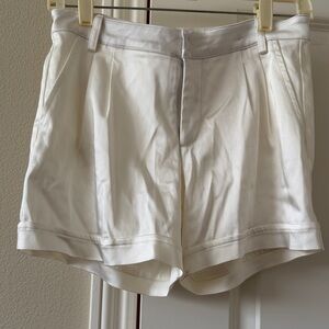 Elegant Cream Women's Pleated Shorts